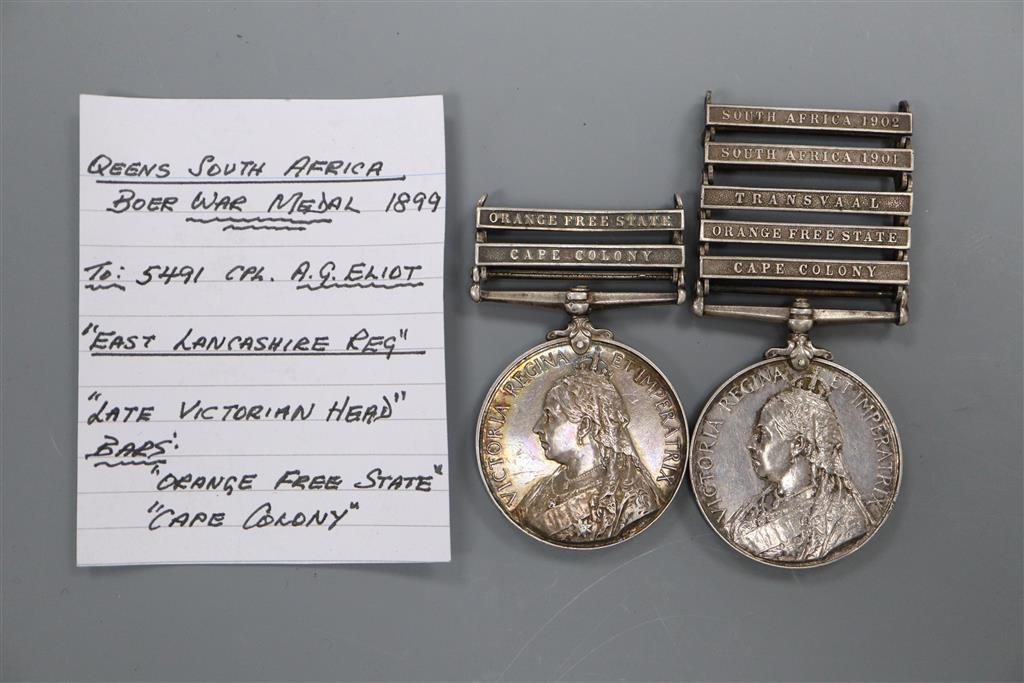 Two Queens South Africa medals; East Lancs & Royal Engineers